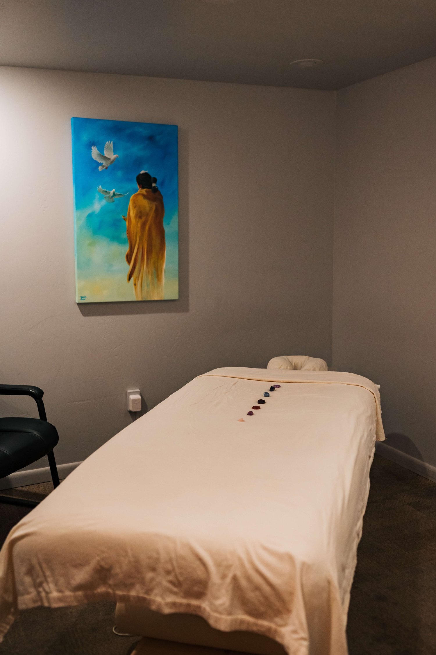 Private massage and energy healing treatment room at Gateway Cottage Wellness Center