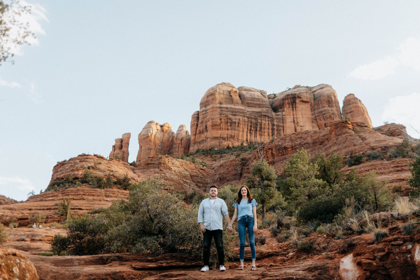 Couple enjoying the view of Cathedral Rock during a Sedona getaway