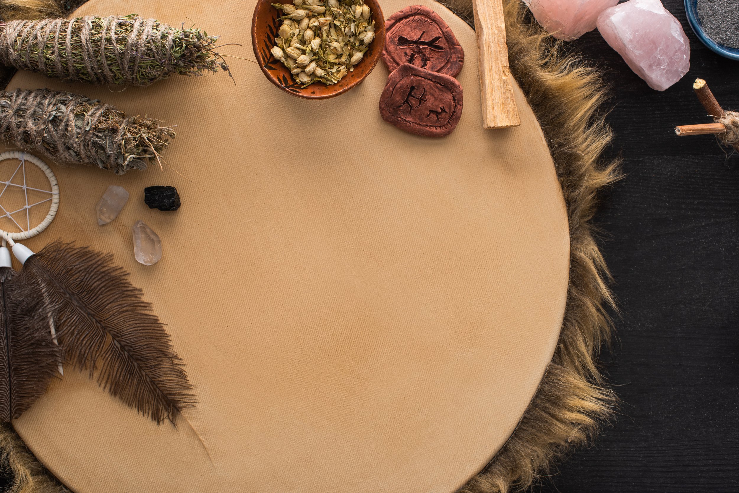 top view of shamanic dreamcatcher which may be used in reiki healing